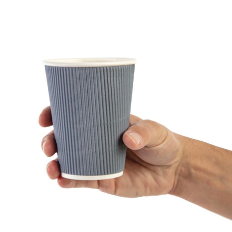 Fiesta Disposable Coffee Cups Ripple Wall Charcoal 340ml / 12oz (Pack of 500) JD Catering Equipment Solutions Ltd