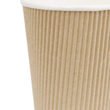 Fiesta Disposable Coffee Cups Ripple Wall Kraft 225ml / 8oz (Pack of 25) JD Catering Equipment Solutions Ltd