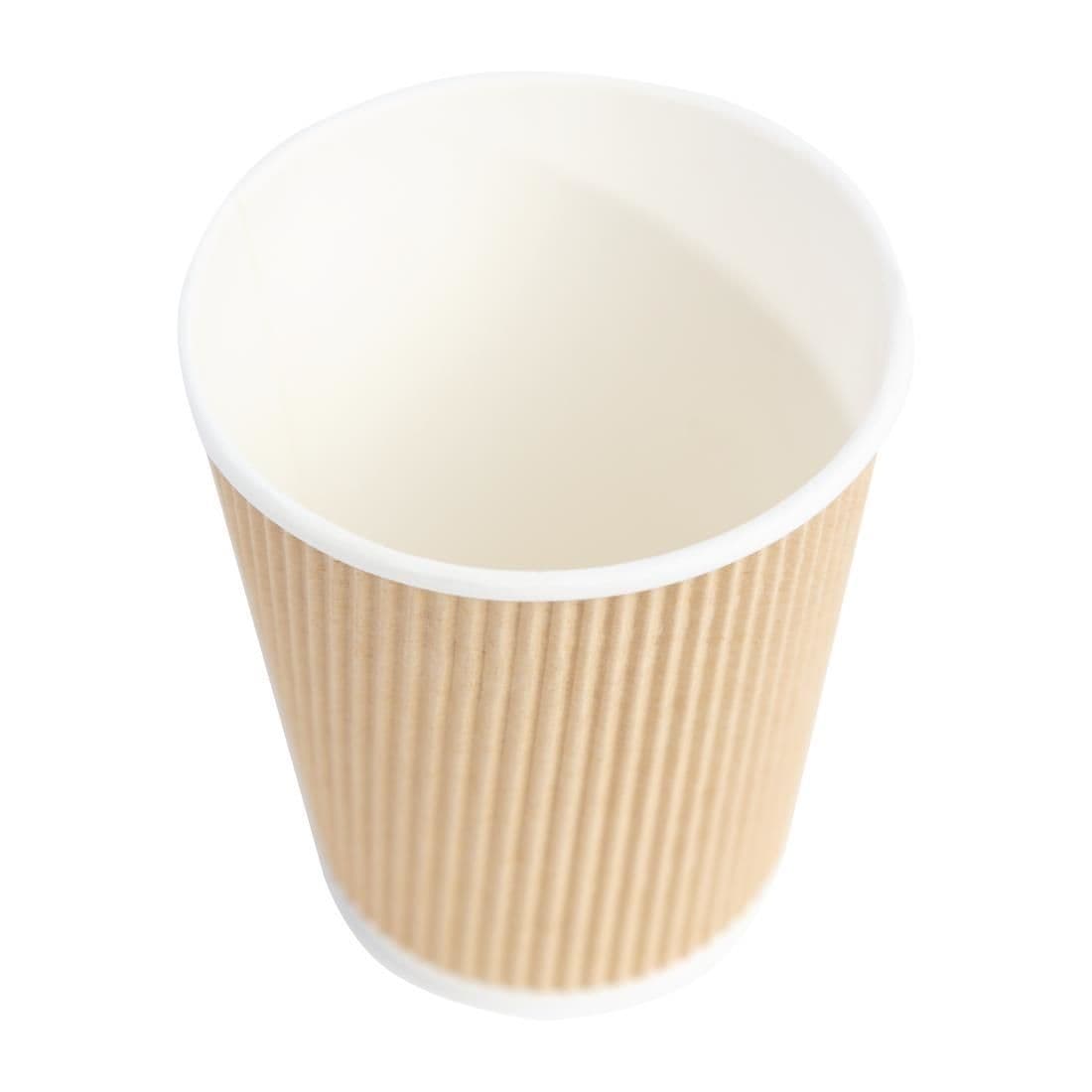 Fiesta Disposable Coffee Cups Ripple Wall Kraft 225ml / 8oz (Pack of 25) JD Catering Equipment Solutions Ltd