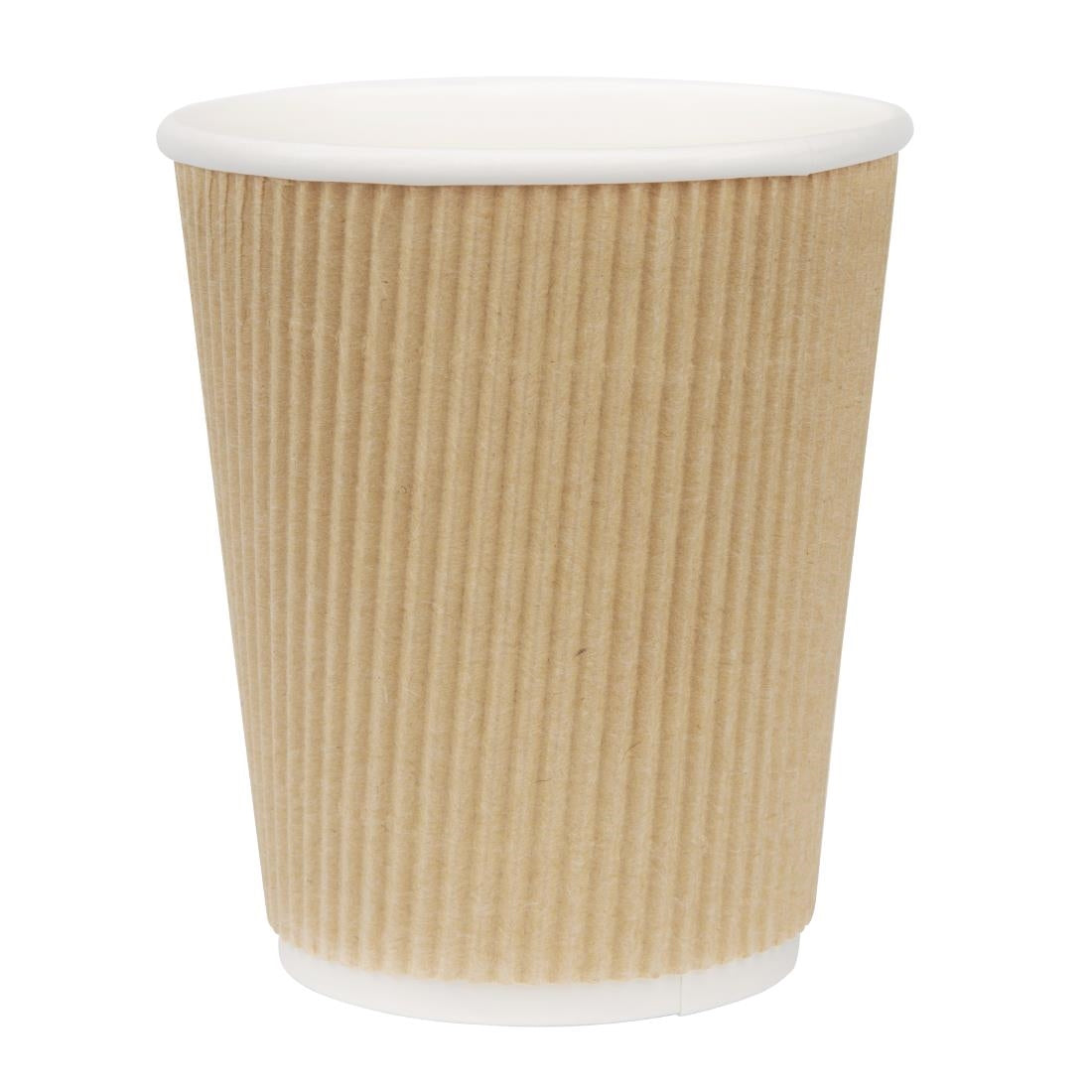 Fiesta Disposable Coffee Cups Ripple Wall Kraft 225ml / 8oz (Pack of 25) JD Catering Equipment Solutions Ltd