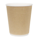 Fiesta Disposable Coffee Cups Ripple Wall Kraft 225ml / 8oz (Pack of 25) JD Catering Equipment Solutions Ltd