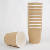 Fiesta Disposable Coffee Cups Ripple Wall Kraft 225ml / 8oz (Pack of 25) JD Catering Equipment Solutions Ltd