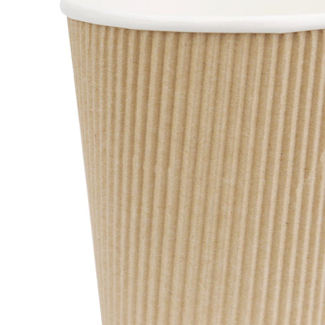 Fiesta Disposable Coffee Cups Ripple Wall Kraft 225ml / 8oz (Pack of 500) JD Catering Equipment Solutions Ltd