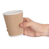 Fiesta Disposable Coffee Cups Ripple Wall Kraft 225ml / 8oz (Pack of 500) JD Catering Equipment Solutions Ltd