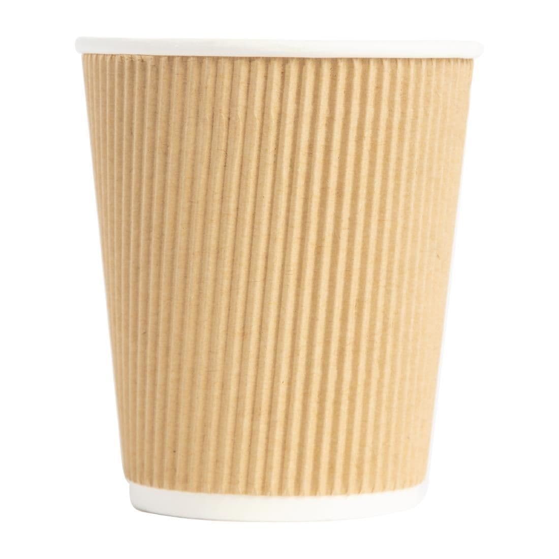 Fiesta Disposable Coffee Cups Ripple Wall Kraft 225ml / 8oz (Pack of 500) JD Catering Equipment Solutions Ltd
