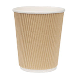 Fiesta Disposable Coffee Cups Ripple Wall Kraft 225ml / 8oz (Pack of 500) JD Catering Equipment Solutions Ltd