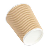 Fiesta Disposable Coffee Cups Ripple Wall Kraft 225ml / 8oz (Pack of 500) JD Catering Equipment Solutions Ltd