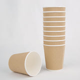 Fiesta Disposable Coffee Cups Ripple Wall Kraft 225ml / 8oz (Pack of 500) JD Catering Equipment Solutions Ltd