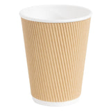 Fiesta Disposable Coffee Cups Ripple Wall Kraft 340ml / 12oz (Pack of 25) JD Catering Equipment Solutions Ltd