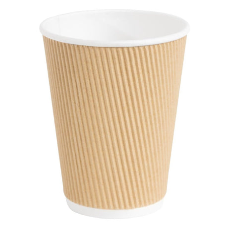 Fiesta Disposable Coffee Cups Ripple Wall Kraft 340ml / 12oz (Pack of 25) JD Catering Equipment Solutions Ltd