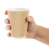 Fiesta Disposable Coffee Cups Ripple Wall Kraft 340ml / 12oz (Pack of 25) JD Catering Equipment Solutions Ltd