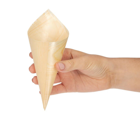 Fiesta Green Biodegradable Wooden Canape Cones 75mm (Pack of 100) JD Catering Equipment Solutions Ltd