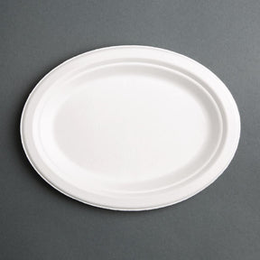 Fiesta Green Compostable Bagasse Oval Plates (Pack of 50) JD Catering Equipment Solutions Ltd