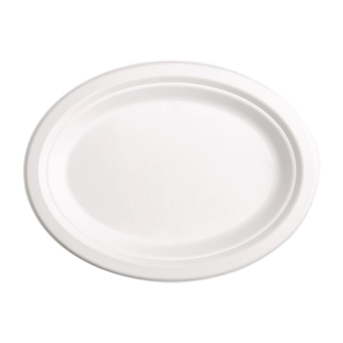 Fiesta Green Compostable Bagasse Oval Plates (Pack of 50) JD Catering Equipment Solutions Ltd