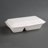 Fiesta Green Compostable Bagasse Two-Compartment Hinged Food Containers 253mm (Pack of 200) JD Catering Equipment Solutions Ltd