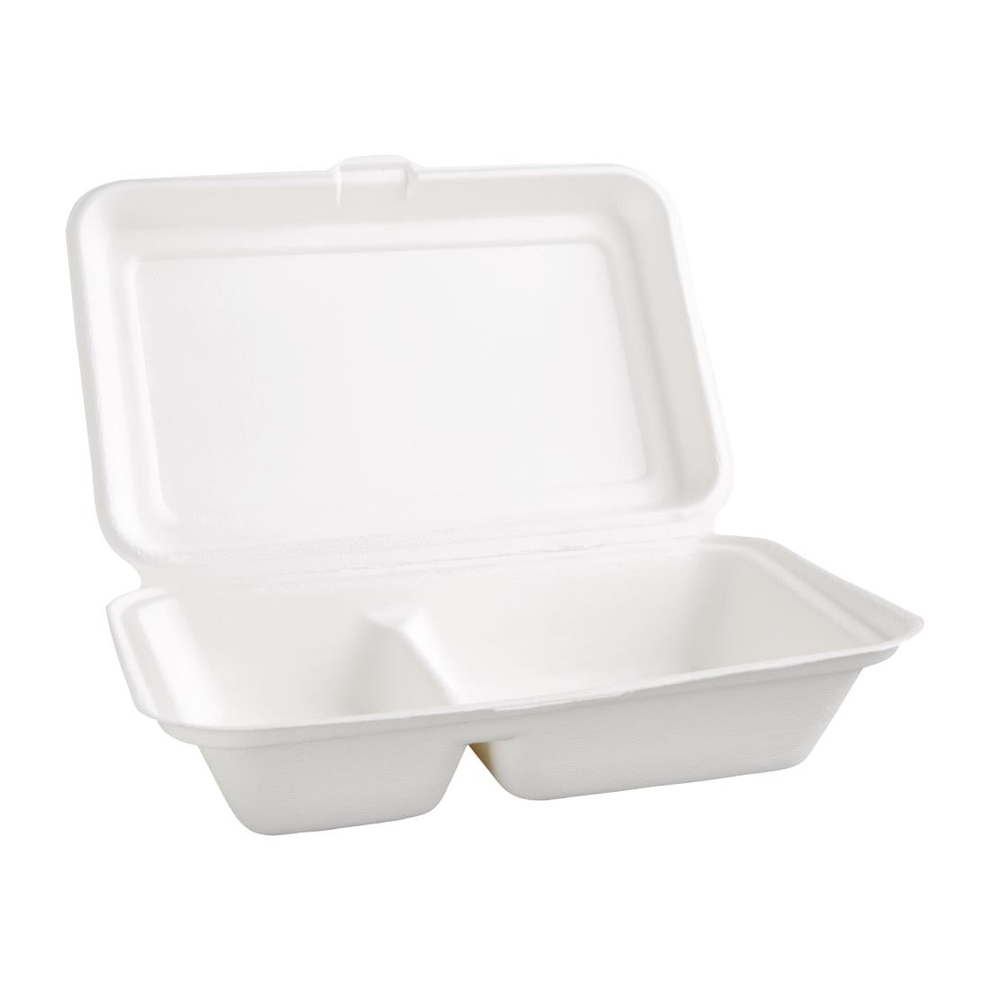 Fiesta Green Compostable Bagasse Two-Compartment Hinged Food Containers 253mm (Pack of 200) JD Catering Equipment Solutions Ltd