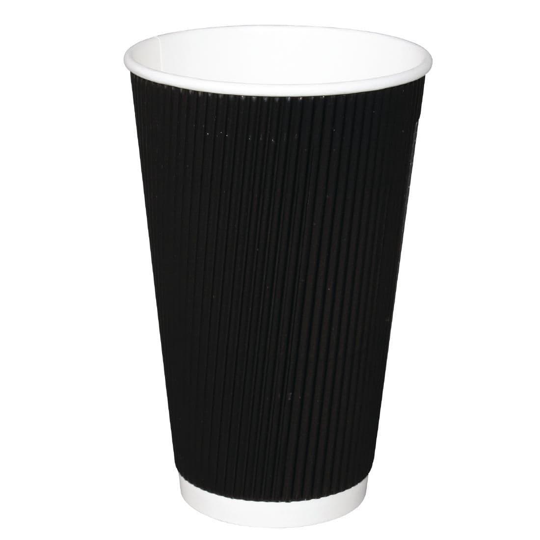 Fiesta Ripple Wall Takeaway Coffee Cups Black 455ml / 16oz (Pack of 500) JD Catering Equipment Solutions Ltd