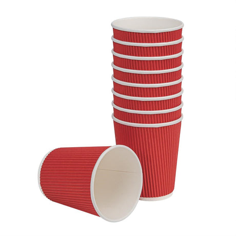 Fiesta Ripple Wall Takeaway Coffee Cups Red 225ml / 8oz (Pack of 25) JD Catering Equipment Solutions Ltd