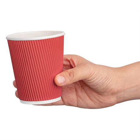 Fiesta Ripple Wall Takeaway Coffee Cups Red 225ml / 8oz (Pack of 25) JD Catering Equipment Solutions Ltd