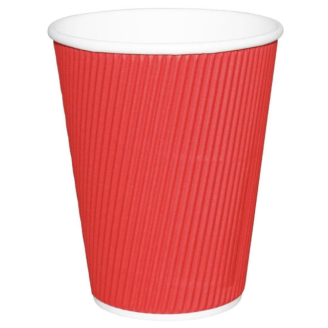 Fiesta Ripple Wall Takeaway Coffee Cups Red 225ml / 8oz (Pack of 25) JD Catering Equipment Solutions Ltd