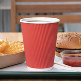 Fiesta Ripple Wall Takeaway Coffee Cups Red 340ml / 12oz JD Catering Equipment Solutions Ltd