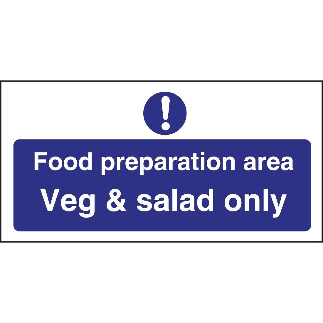 Food Preparation Area Veg And Salad Only Sign JD Catering Equipment Solutions Ltd