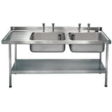 Franke Sissons Self Assembly Stainless Steel Double Sink Left Hand Drainer 1500x600mm JD Catering Equipment Solutions Ltd