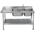 Franke Sissons Self Assembly Stainless Steel Double Sink Left Hand Drainer 1500x600mm JD Catering Equipment Solutions Ltd