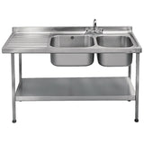 Franke Sissons Self Assembly Stainless Steel Double Sink Left Hand Drainer 1500x600mm JD Catering Equipment Solutions Ltd