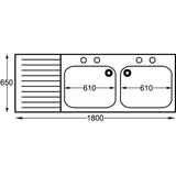 Franke Sissons Self Assembly Stainless Steel Double Sink Left Hand Drainer 1800x650mm JD Catering Equipment Solutions Ltd