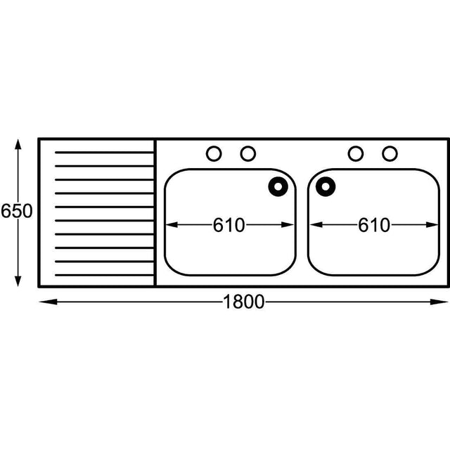 Franke Sissons Self Assembly Stainless Steel Double Sink Left Hand Drainer 1800x650mm JD Catering Equipment Solutions Ltd