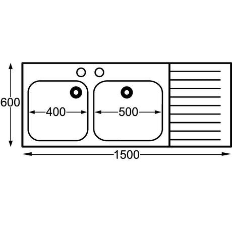 Franke Sissons Self Assembly Stainless Steel Double Sink Right Hand Drainer 1500x600mm JD Catering Equipment Solutions Ltd