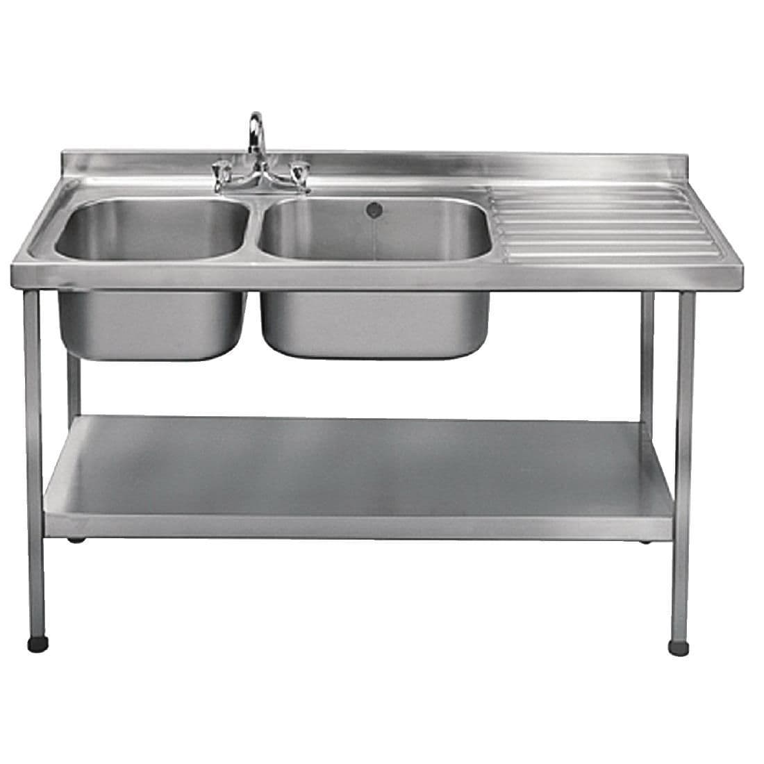 Franke Sissons Self Assembly Stainless Steel Double Sink Right Hand Drainer 1500x600mm JD Catering Equipment Solutions Ltd