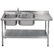 Franke Sissons Self Assembly Stainless Steel Double Sink Right Hand Drainer 1500x600mm JD Catering Equipment Solutions Ltd