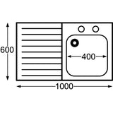 Franke Sissons Self Assembly Stainless Steel Sink Left Hand Drainer 1000x600mm JD Catering Equipment Solutions Ltd