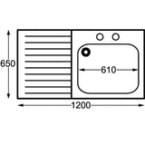 Franke Sissons Self Assembly Stainless Steel Sink Left Hand Drainer 1200x650mm JD Catering Equipment Solutions Ltd