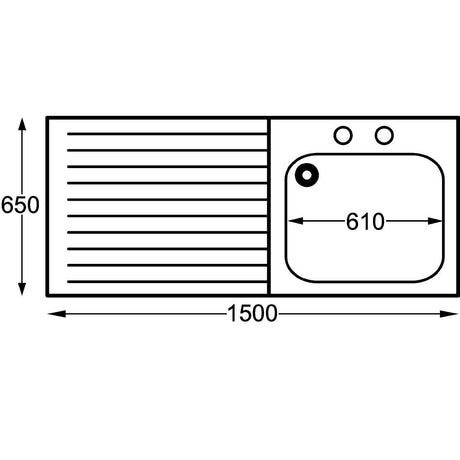 Franke Sissons Self Assembly Stainless Steel Sink Left Hand Drainer 1500x650mm JD Catering Equipment Solutions Ltd