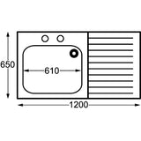 Franke Sissons Self Assembly Stainless Steel Sink Right Hand Drainer 1200x650mm JD Catering Equipment Solutions Ltd