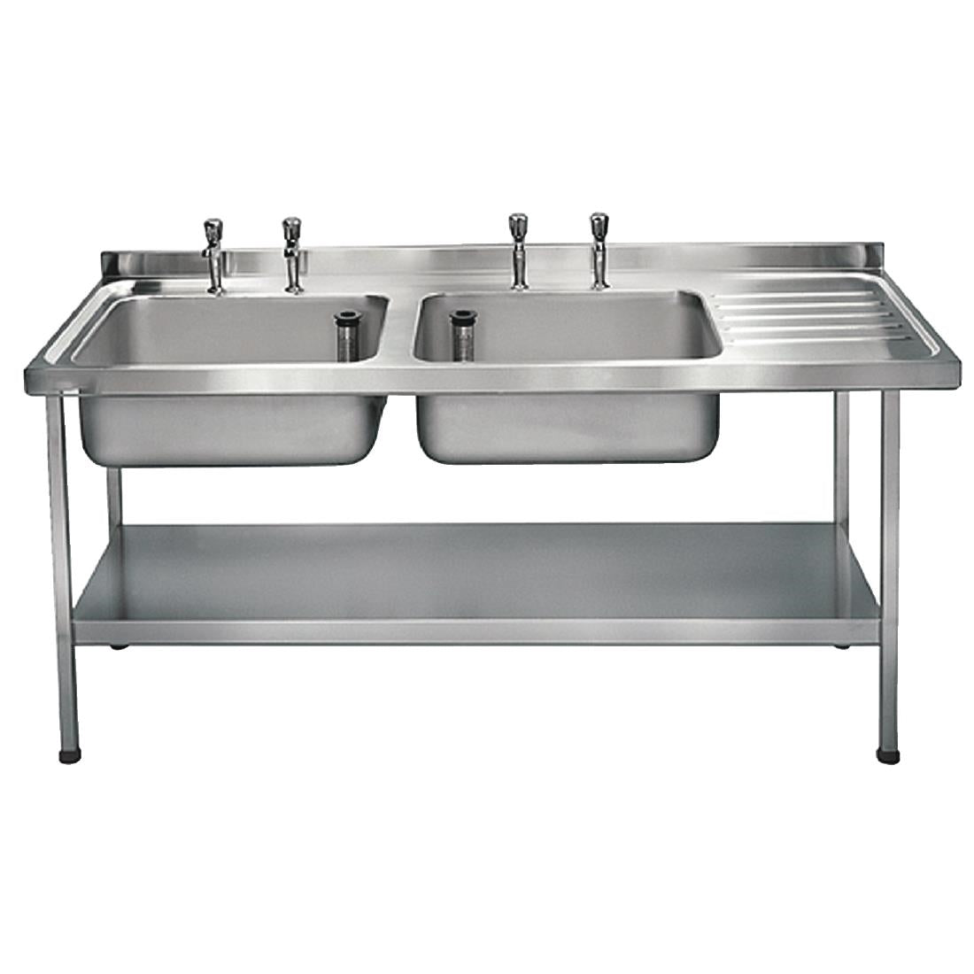 Franke Sissons Stainless Steel Double Sink Right Hand Drainer 1800x650mm JD Catering Equipment Solutions Ltd