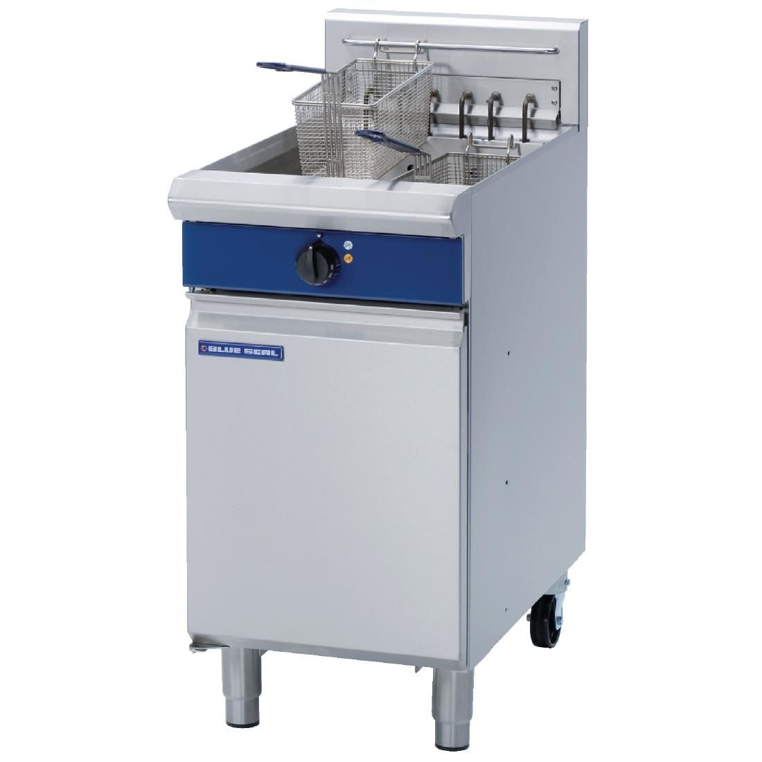 G285 Blue Seal Single Tank Twin Basket Free Standing Electric Fryer E43 JD Catering Equipment Solutions Ltd