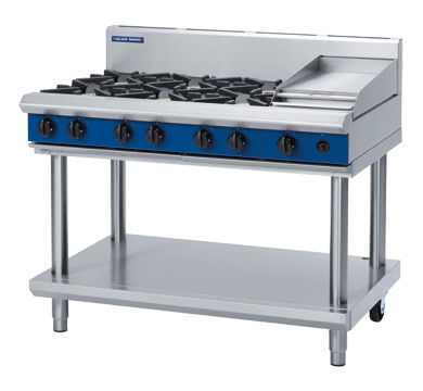 Blue Seal Evolution Series G518C-LS - 1200mm Gas Cooktop Leg Stand + 300mm Griddle