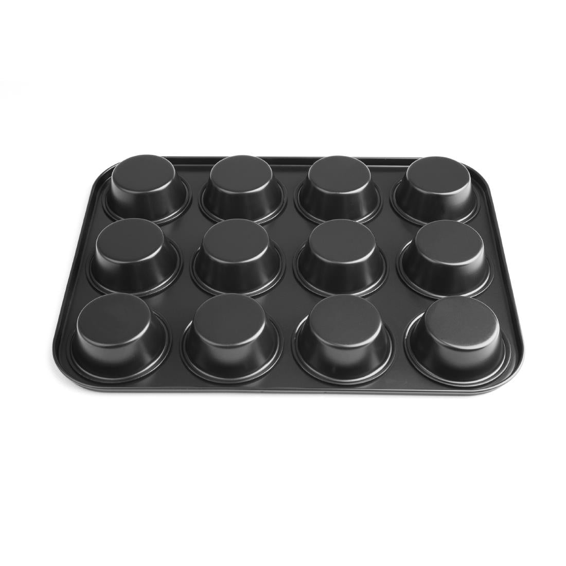 GD011 Vogue Carbon Steel Non-Stick Muffin Tray 12 Cup JD Catering Equipment Solutions Ltd