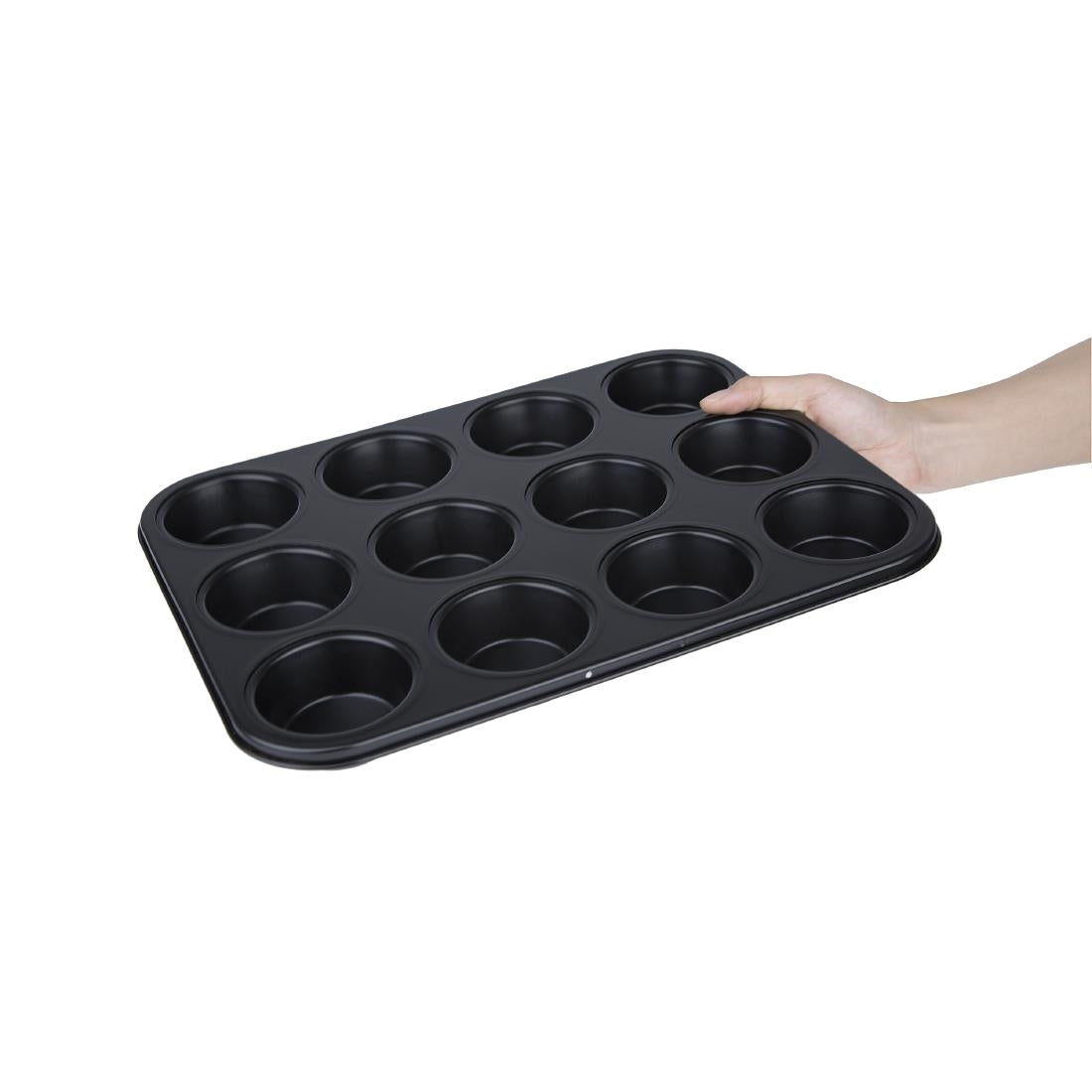 GD011 Vogue Carbon Steel Non-Stick Muffin Tray 12 Cup JD Catering Equipment Solutions Ltd