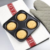 GD012 Vogue Carbon Steel Non-Stick Yorkshire Pudding Tray 4 Cup JD Catering Equipment Solutions Ltd