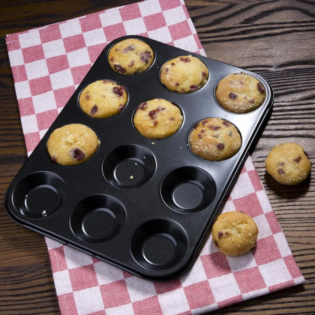 GD013 Vogue Carbon Steel Non-Stick Mini Muffin Tray 12 Cup - JD Catering Equipment Solutions Ltd