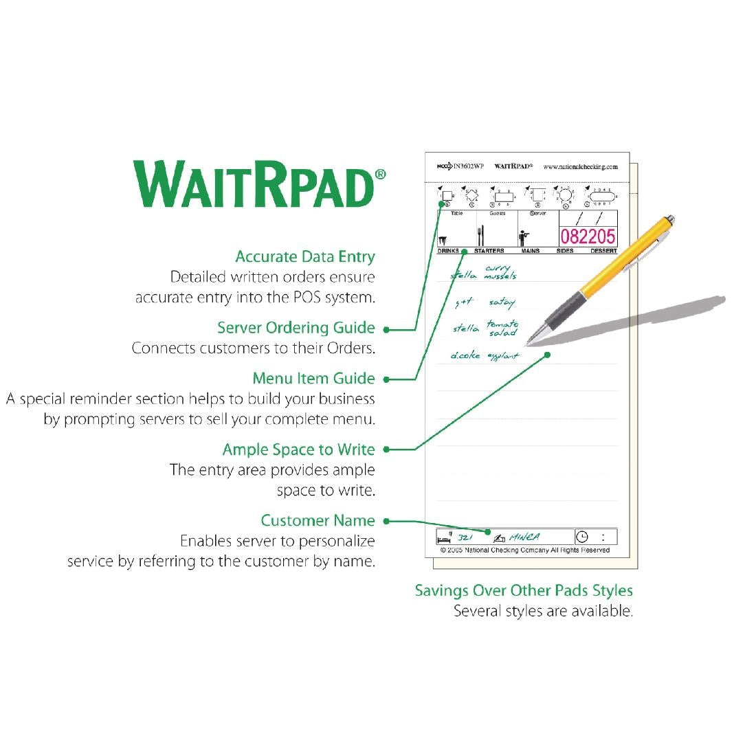 GD113 WaitRpads Waiting Pads Duplicate Carbonless (Pack of 10) JD Catering Equipment Solutions Ltd