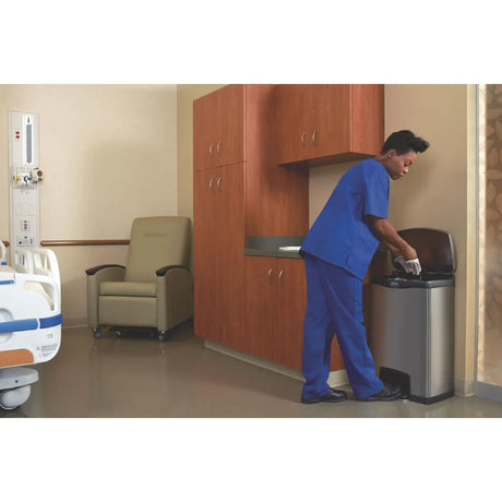 GE938 Rubbermaid Slim Jim Front Step on Pedal Bin Stainless Steel 50Ltr - JD Catering Equipment Solutions Ltd