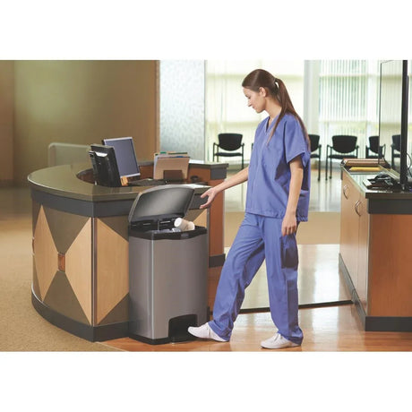 GE938 Rubbermaid Slim Jim Front Step on Pedal Bin Stainless Steel 50Ltr - JD Catering Equipment Solutions Ltd