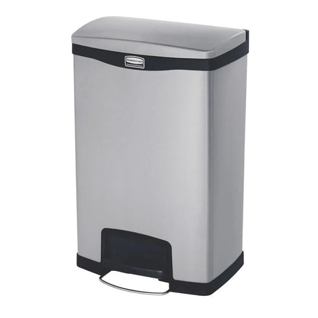 GE938 Rubbermaid Slim Jim Front Step on Pedal Bin Stainless Steel 50Ltr - JD Catering Equipment Solutions Ltd