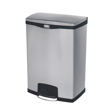 GE939 Rubbermaid Slim Jim Front Step on Pedal Bin Stainless Steel 90Ltr - JD Catering Equipment Solutions Ltd
